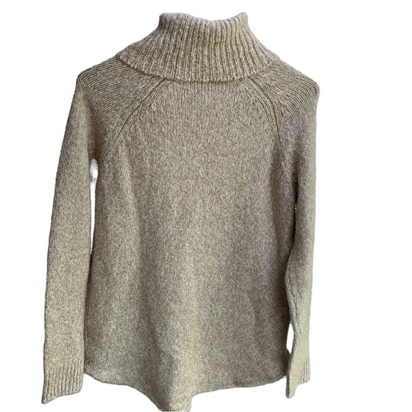 Michael Kors Light Brown Cotton Blend Woven Turtleneck - Picture 3 of 7